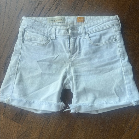 Anthropologie Pilcro & The Letterpress Rolled Denim STET Light Cream Shorts 25 - Picture 2 of 12